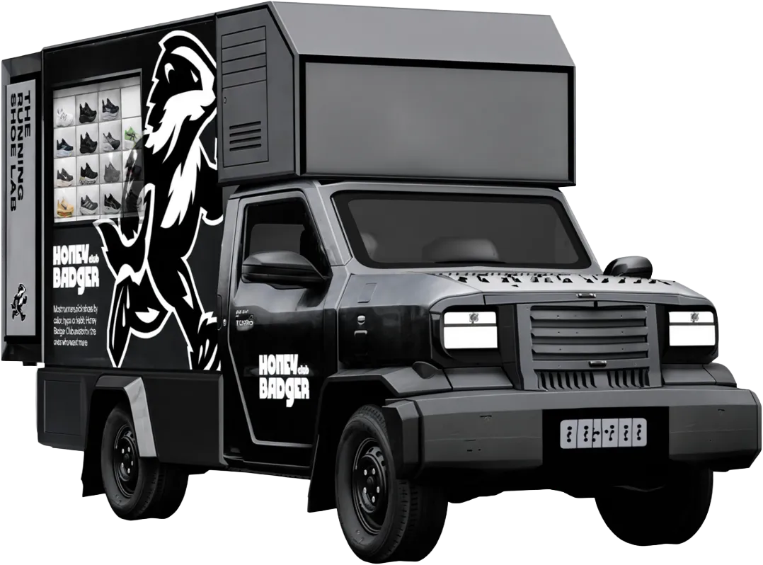 Honey Badger mobile Running Shoe Lab truck